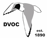 A bird flying with black text 'DVOC'